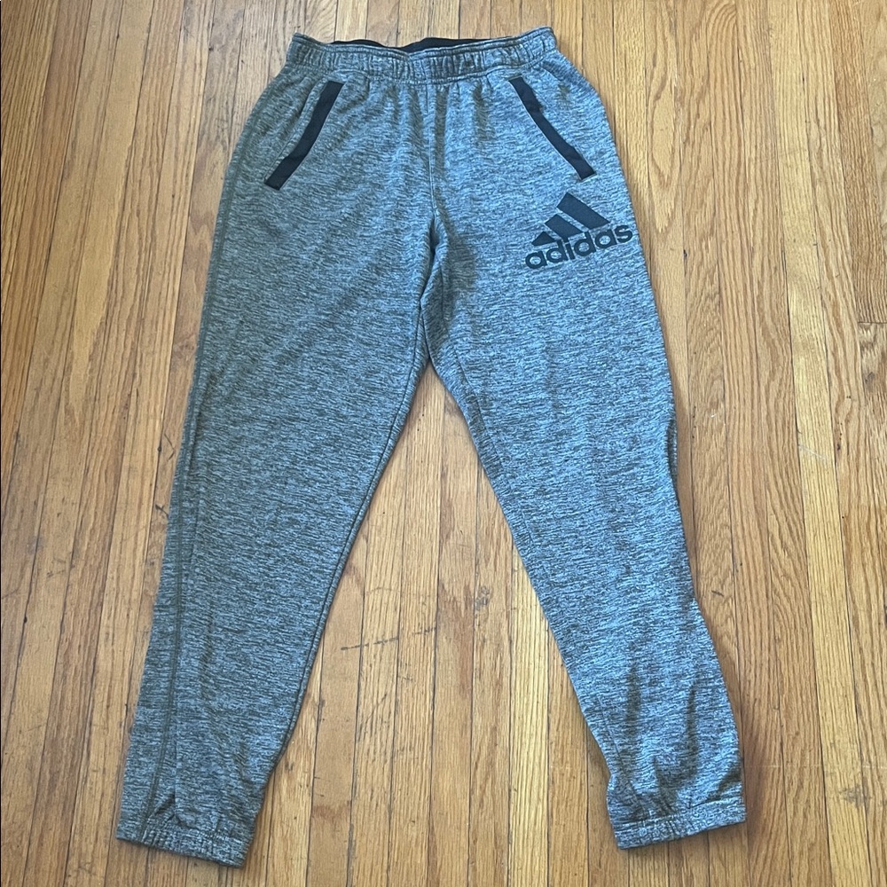 Adidas Heather Gray Sweatpants with Black Details